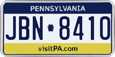 PA license plate JBN8410