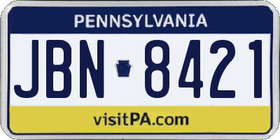 PA license plate JBN8421