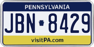 PA license plate JBN8429