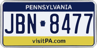 PA license plate JBN8477