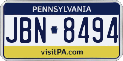 PA license plate JBN8494