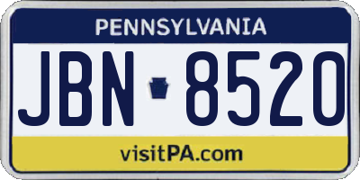 PA license plate JBN8520