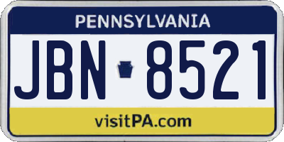 PA license plate JBN8521