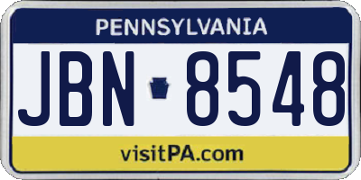 PA license plate JBN8548