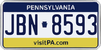 PA license plate JBN8593