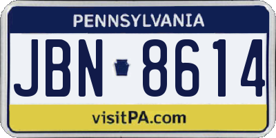 PA license plate JBN8614