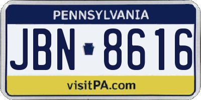 PA license plate JBN8616