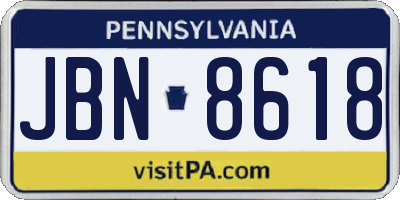 PA license plate JBN8618