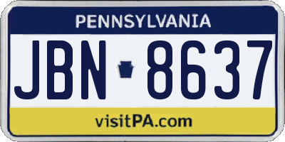 PA license plate JBN8637