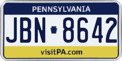 PA license plate JBN8642