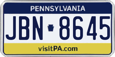 PA license plate JBN8645