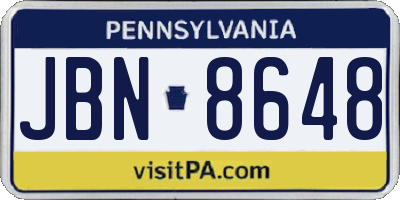 PA license plate JBN8648