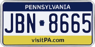 PA license plate JBN8665