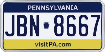 PA license plate JBN8667