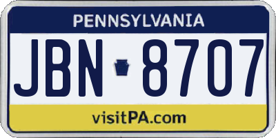 PA license plate JBN8707
