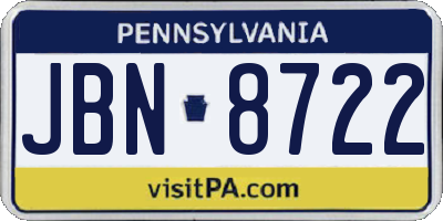 PA license plate JBN8722