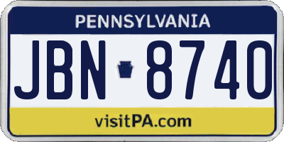 PA license plate JBN8740