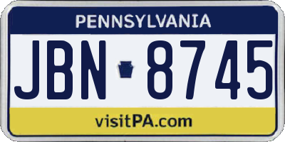 PA license plate JBN8745