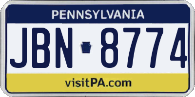 PA license plate JBN8774