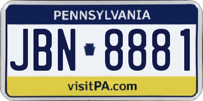 PA license plate JBN8881