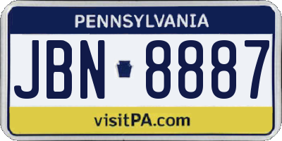 PA license plate JBN8887