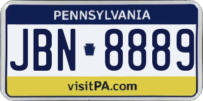 PA license plate JBN8889