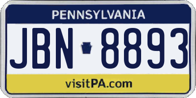 PA license plate JBN8893
