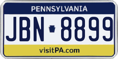 PA license plate JBN8899