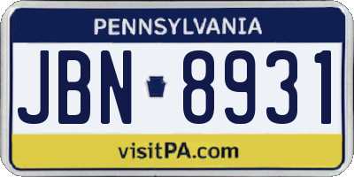 PA license plate JBN8931