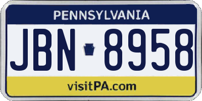 PA license plate JBN8958