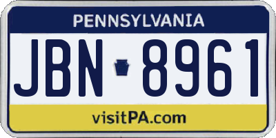 PA license plate JBN8961