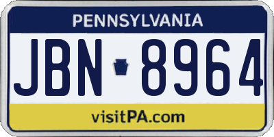 PA license plate JBN8964