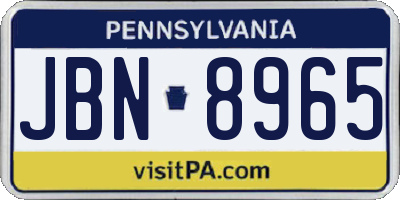 PA license plate JBN8965