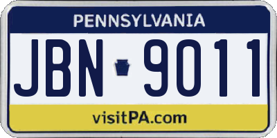PA license plate JBN9011