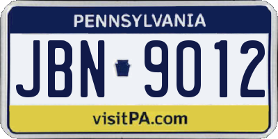 PA license plate JBN9012