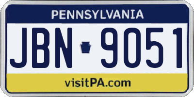 PA license plate JBN9051