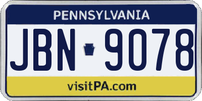 PA license plate JBN9078
