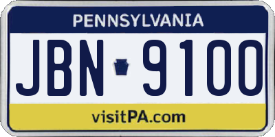PA license plate JBN9100
