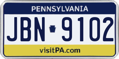 PA license plate JBN9102
