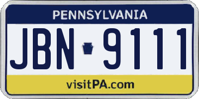 PA license plate JBN9111