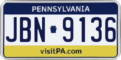 PA license plate JBN9136