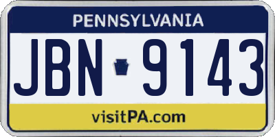 PA license plate JBN9143