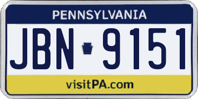 PA license plate JBN9151