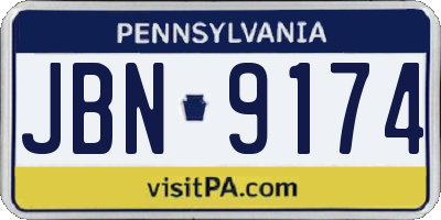 PA license plate JBN9174