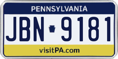 PA license plate JBN9181