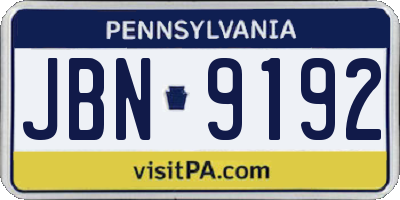 PA license plate JBN9192