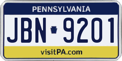 PA license plate JBN9201