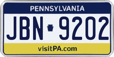 PA license plate JBN9202