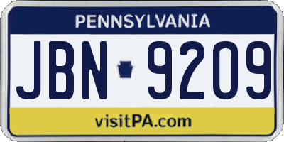 PA license plate JBN9209