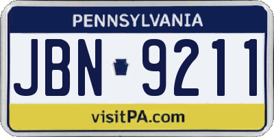 PA license plate JBN9211